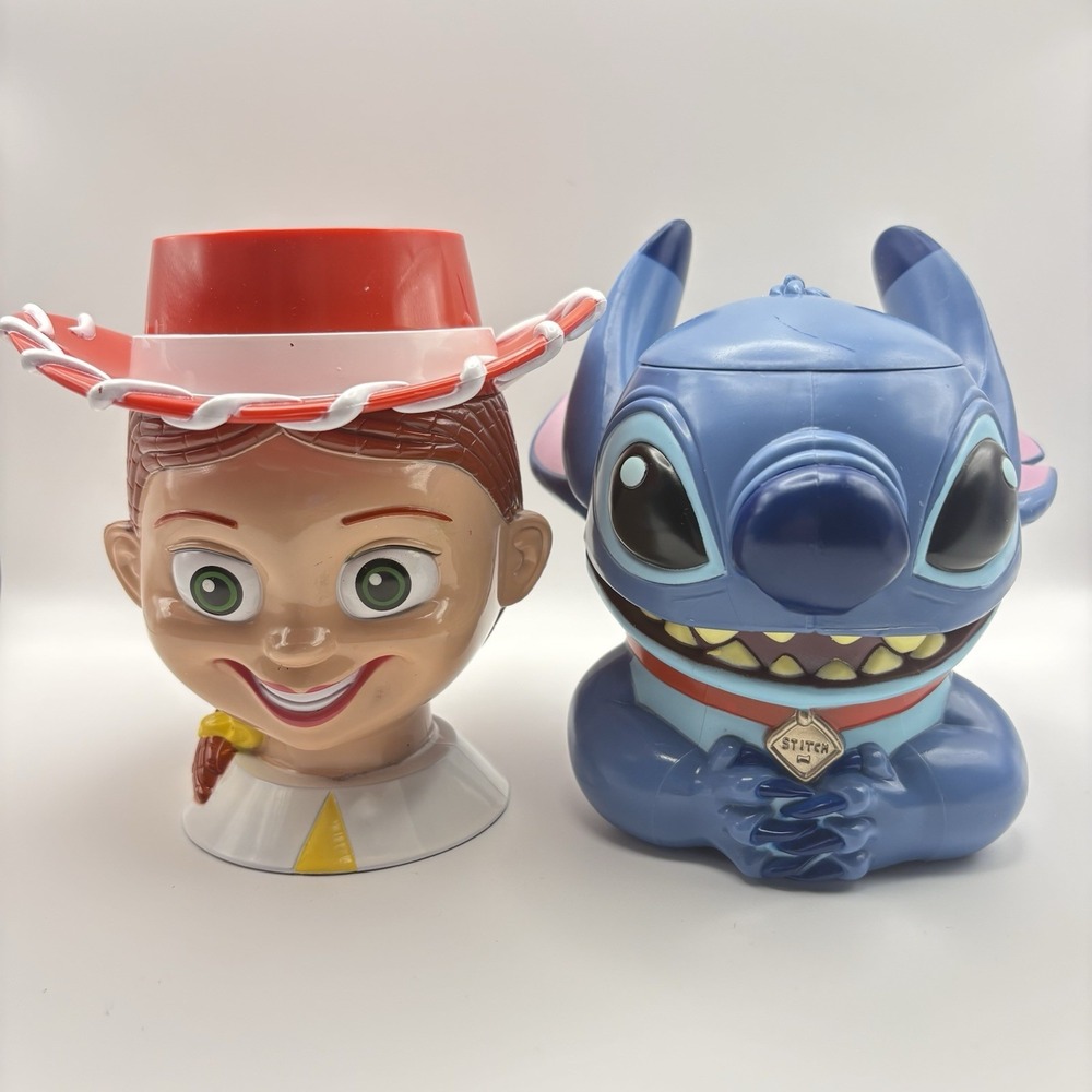 Disney On Ice Stitch, Jessie Toy Story 3D Character Mug Cup With Hinged‎ Lid